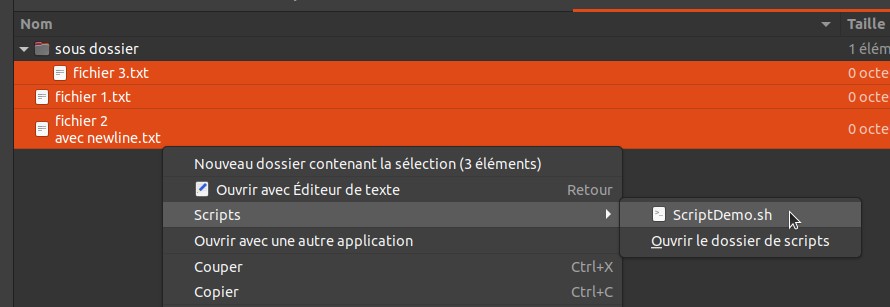 Exemple menu script Nautilus